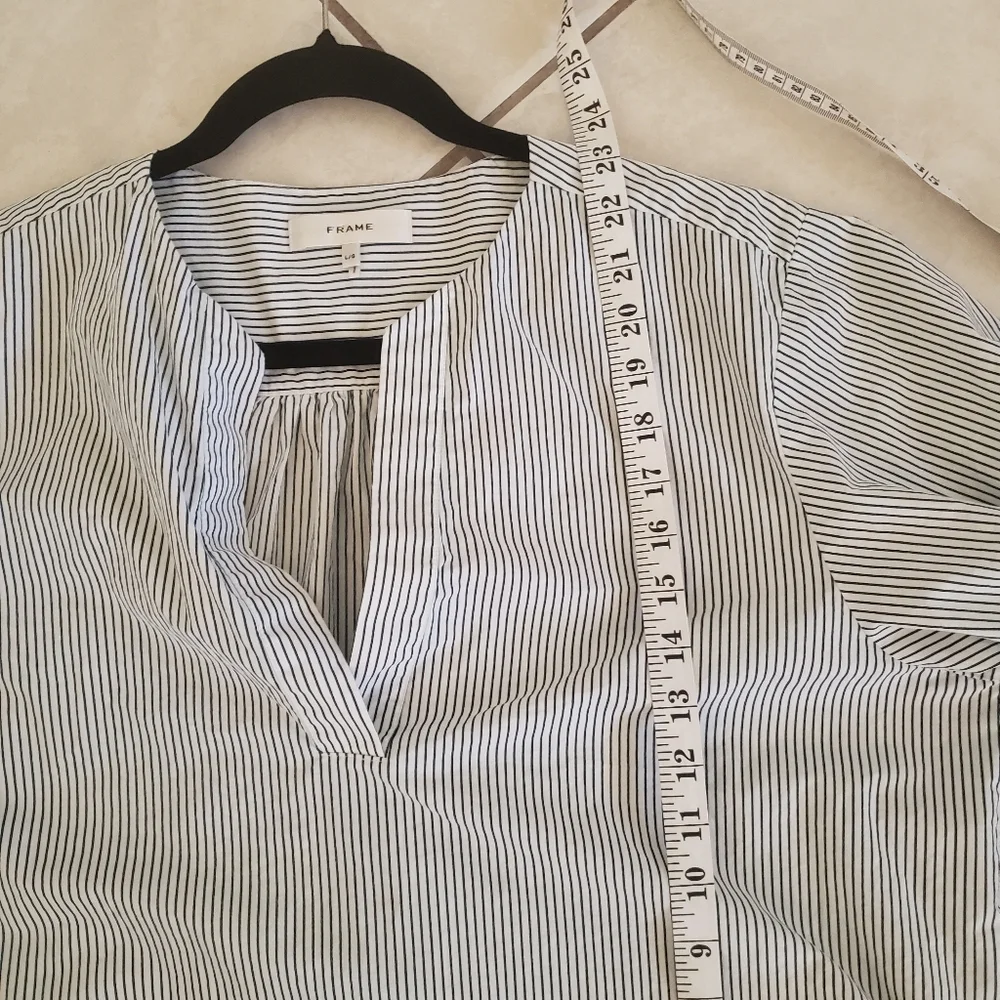 Frame Denim Navy and White Striped Popover Blouse Large - Picture 9 of 9